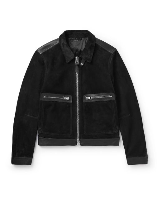 Tom Ford Leather-Trimmed Suede Bomber Jacket
