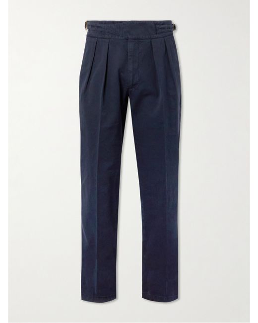 Rubinacci Manny Tapered Pleated Cotton-Twill Trousers