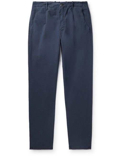Incotex Tapered Pleated Stretch-Cotton Trousers