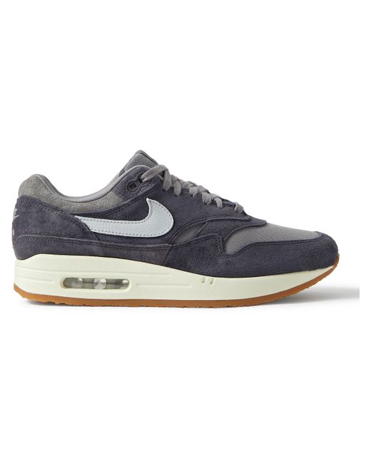 Nike Air Max 1 Leather-Trimmed Suede and Canvas Sneakers