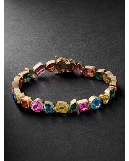 42 Suns 14-Karat Rainbow Sapphire Tennis Bracelet