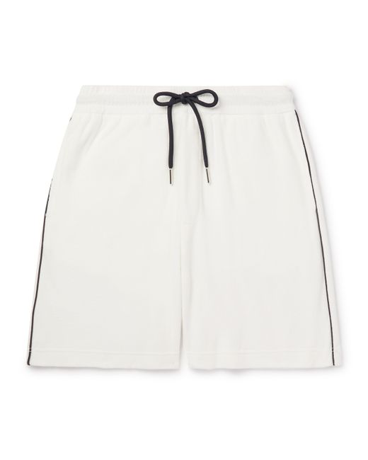 Moncler Straight-Leg Piped Cotton-Terry Drawstring Shorts