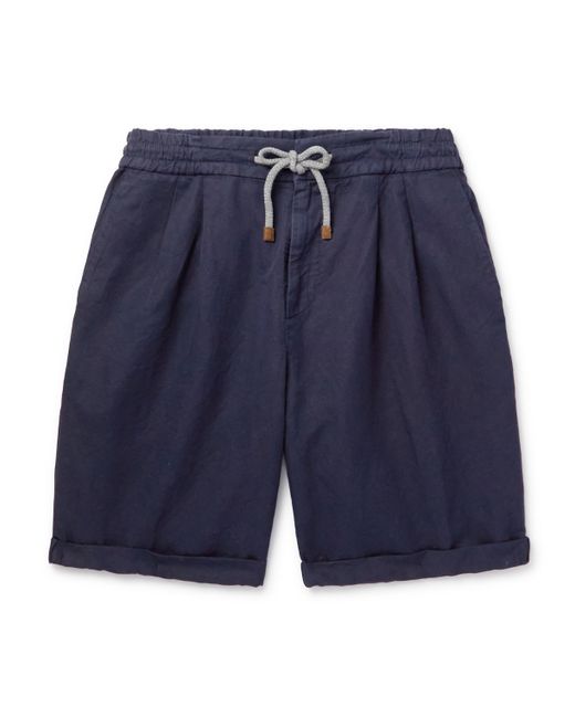 Brunello Cucinelli Straight-Leg Linen and Cotton-Blend Drawstring Shorts