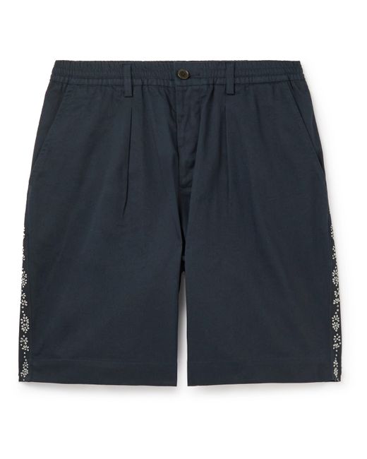 Universal Works Straight-Leg Embroidered Cotton-Twill Shorts