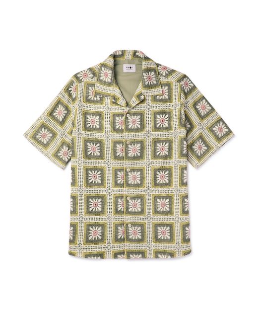 Nn07 Julio 5391 Camp-Collar Crochet-Trimmed Cotton-Poplin Shirt