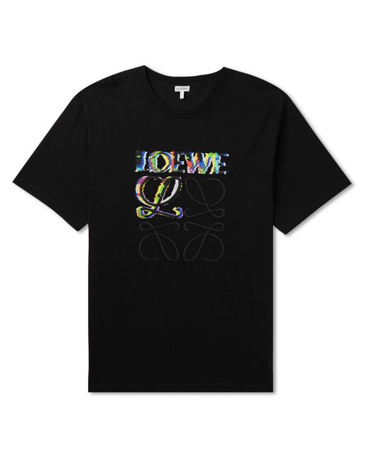 Loewe Logo Glitch-Print Cotton-Jersey T-Shirt