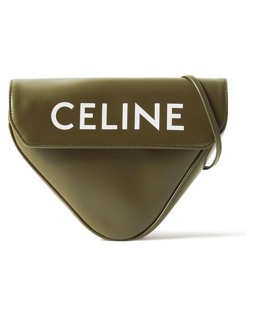Celine Logo-Print Leather Messenger Bag