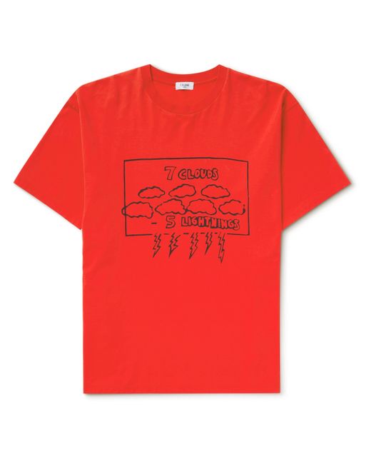 Celine Printed Cotton-Jersey T-Shirt
