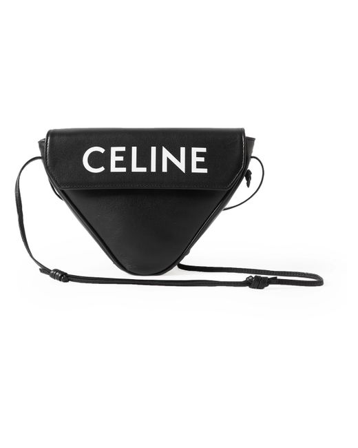 Celine Logo-Print Leather Messenger Bag