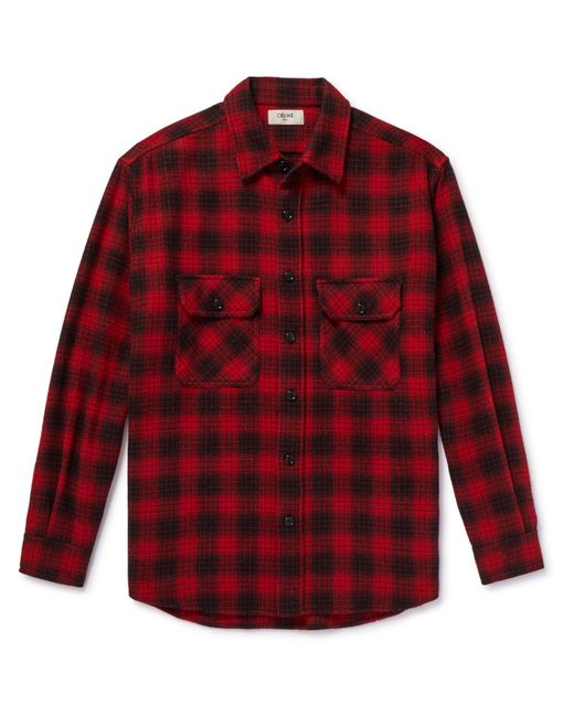 Celine Checked Wool-Blend Flannel Shirt