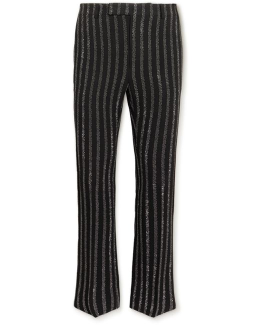 Celine Slim-Fit Embellished Striped Crepe Trousers