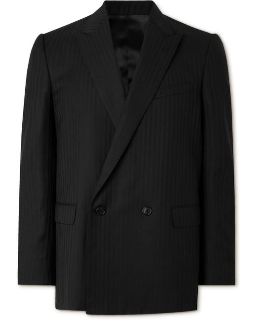 Celine Double-Breasted Striped Wool and Mohair-Blend Blazer