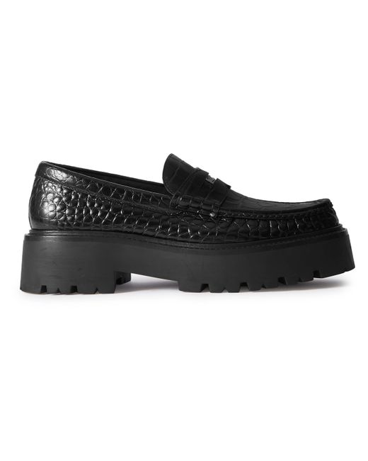 Celine Croc-Effect Leather Penny Loafers