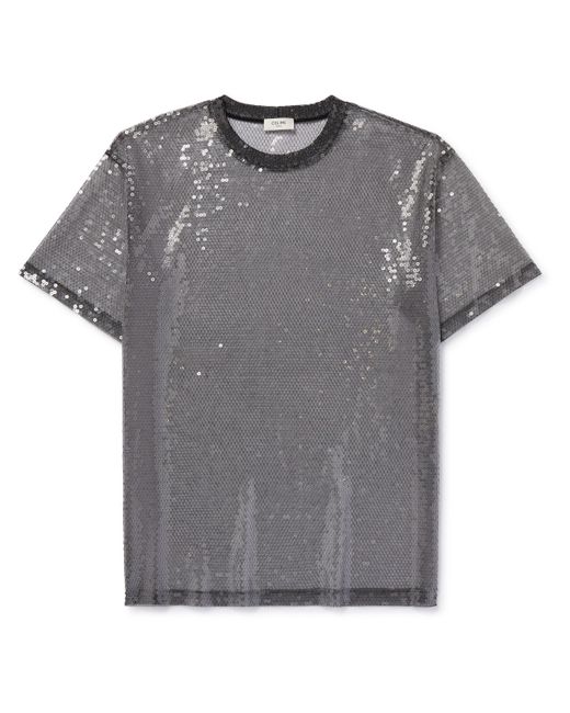Celine Sequin-Embellished Tulle T-Shirt