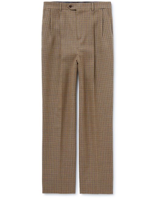 Celine Cropped Pleated Houndstooth Wool Trousers