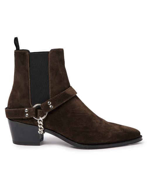 Celine Chain-Embellished Suede Chelsea Boots