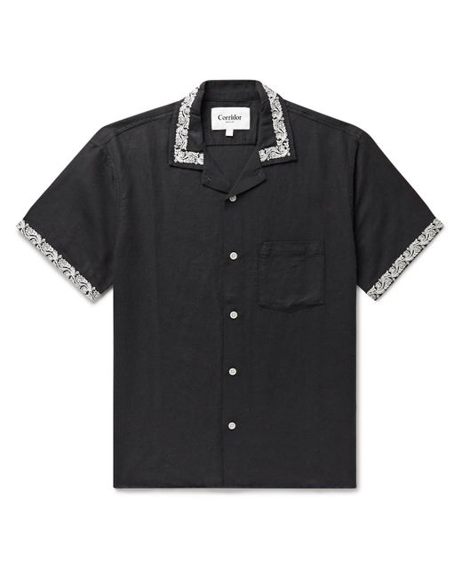 Corridor Hamsa Camp-Collar Embroidered Linen and Cotton-Blend Shirt