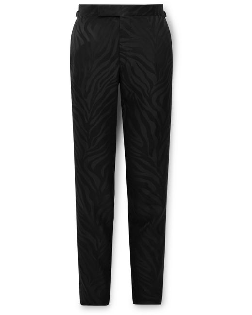 Tom Ford Austin Straight-Leg Wool and Silk-Blend Satin-Jacquard Suit Trousers