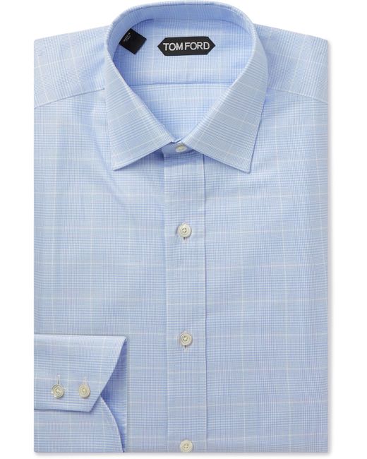 Tom Ford Prince Of Wales Checked Cotton-Poplin Shirt