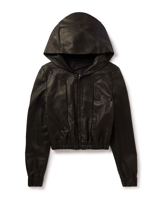 Rick Owens Slim-Fit Leather Hooded Bomber Jacket
