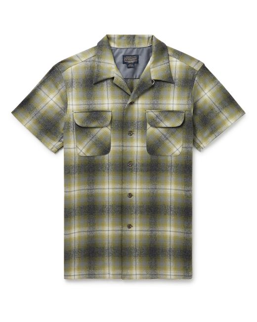Pendleton Board Convertible-Collar Checked Merino Wool Shirt