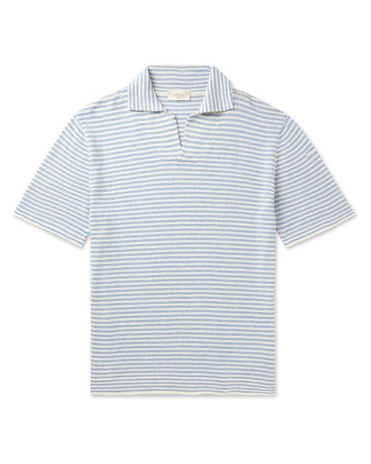 Altea Slim-Fit Striped Cotton-Blend Terry Polo Shirt