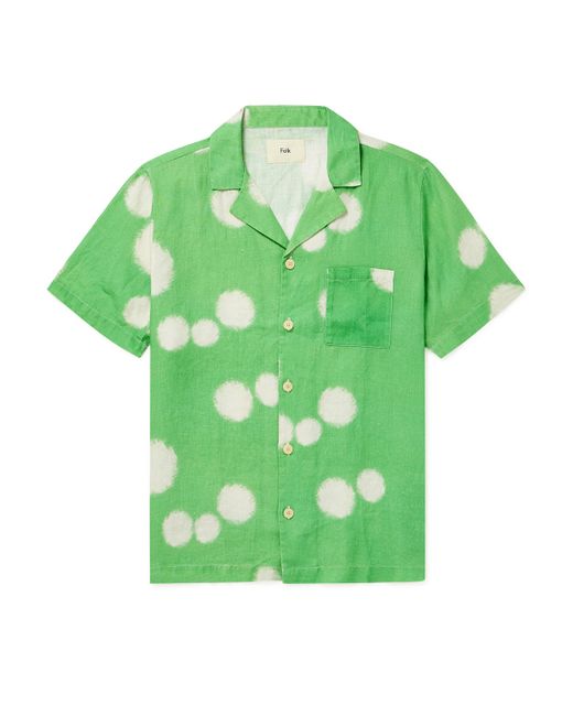 Folk Camp-Collar Printed Linen Shirt