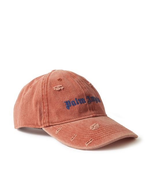 Palm Angels Distressed Logo-Embroidered Cotton-Twill Baseball Cap