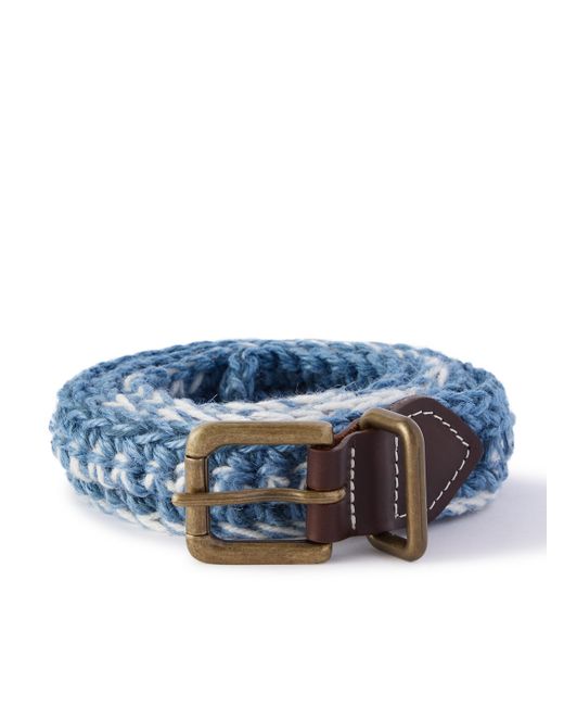 Nicholas Daley Leather-Trimmed Crocheted Jute-Blend Belt