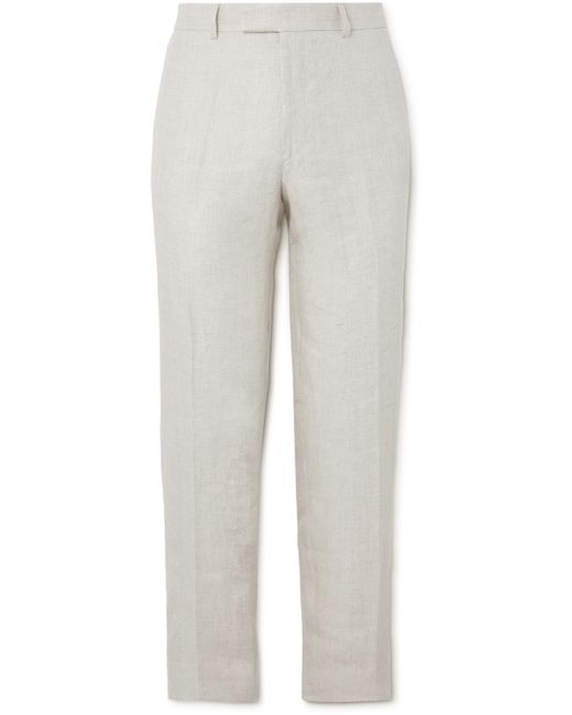 Favourbrook Dawlish Windsor Straight-Leg Herringbone Linen Suit Trousers