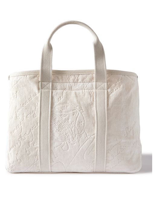 Berluti Scritto Canvas-Trimmed Logo-Embossed Terry Tote Bag