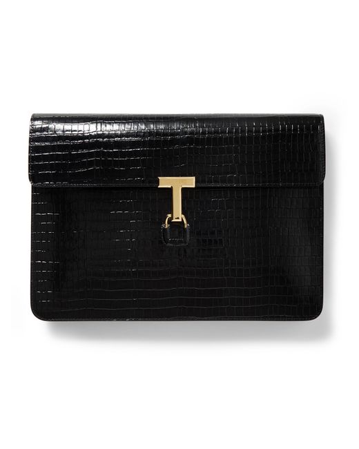 Tom Ford Glossed Croc-Effect Leather Document Holder