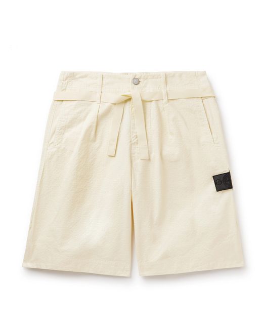 Stone Island Shadow Project Straight-Leg Belted Cotton-Blend Seersucker Shorts