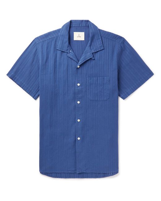 La Paz Panama Convertible-Collar Striped Textured-Cotton Shirt