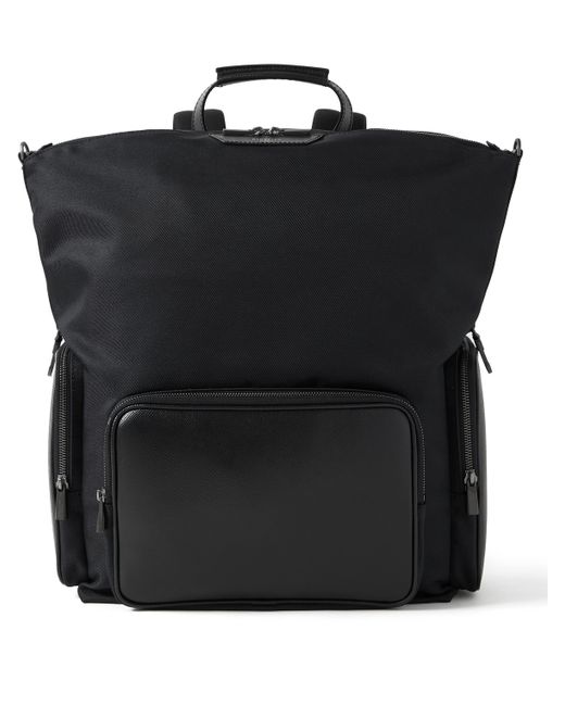 Serapian Leather-Trimmed Recycled-Twill Backpack