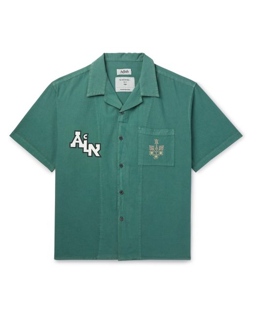 Adish The Inoue Brothers Camp-Collar Logo-Detailed Garment-Dyed Cotton Shirt