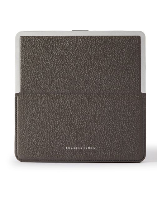 Charles Simon Logo-Print Full-Grain Leather and Silver-Tone Travel Wallet