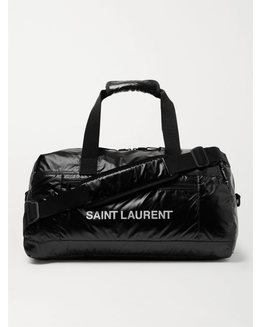 Saint Laurent Logo-Print Glossed-Nylon Duffle Bag