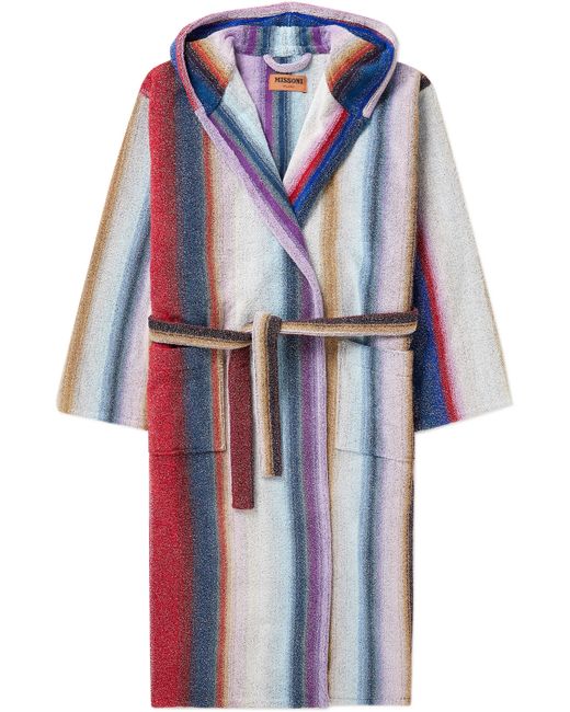 Missoni Home Striped Metallic Cotton-Blend Terry Hooded Robe