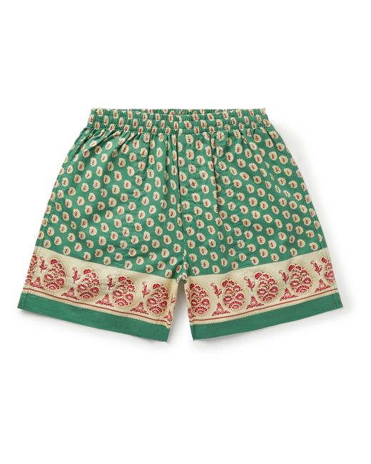 Bode Straight-Leg Pleated Printed Cotton Shorts