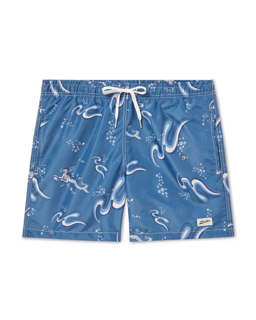 Bather Mid-Length Printed Recycled-Shell Swim Shorts