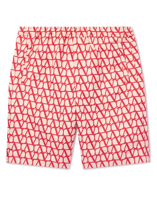 Valentino Garavani Straight-Leg Logo-Print Silk-Twill Bermuda Shorts