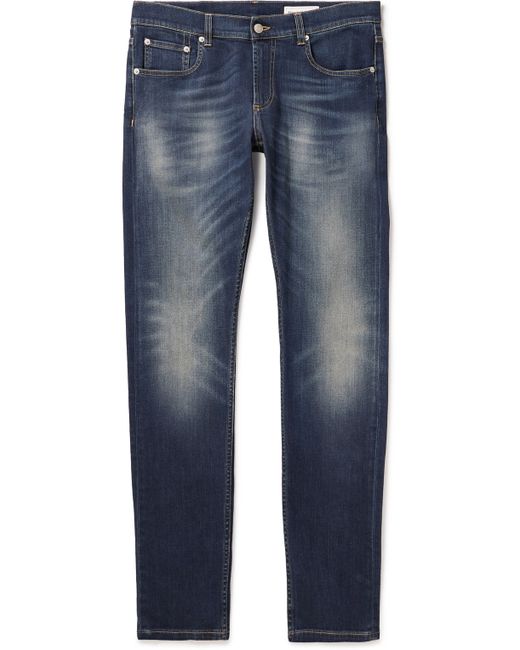 Alexander McQueen Graffiti Straight-Leg Logo-Embroidered Jeans