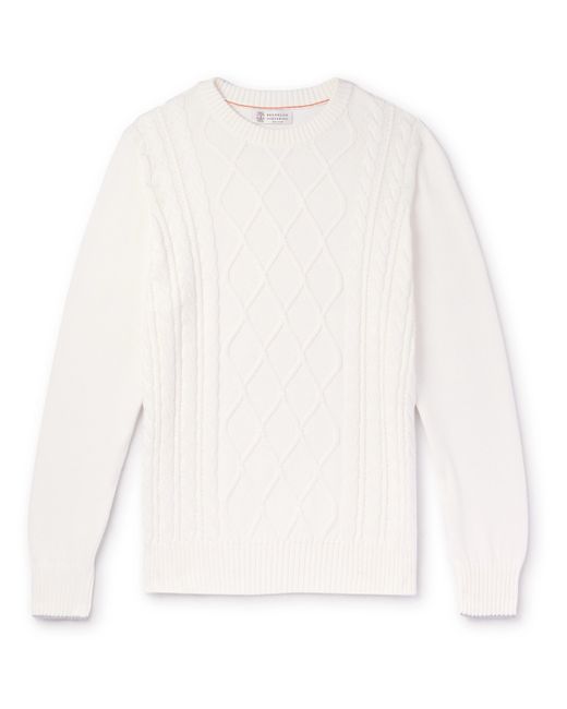 Brunello Cucinelli Cable-Knit Wool Cashmere and Silk-Blend Sweater