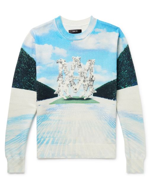 Amiri Printed Cotton and Cashmere-Blend Sweater