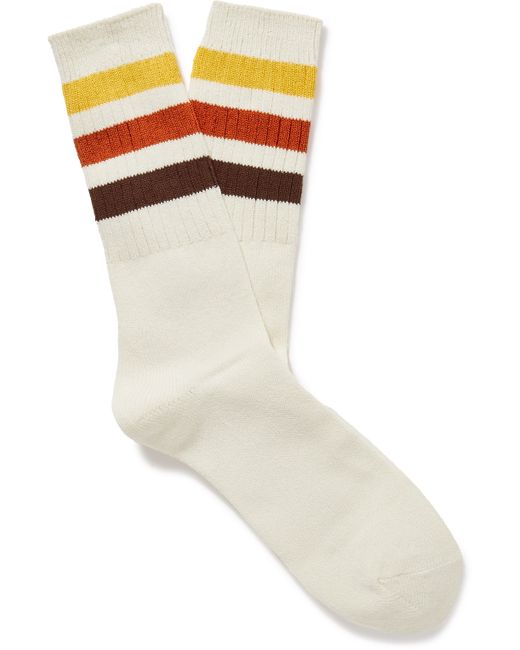 Anonymous Ism Recover Striped Ribbed Cotton-Blend Socks