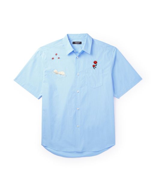 Undercover Distressed Embroidered Cotton-Poplin Shirt