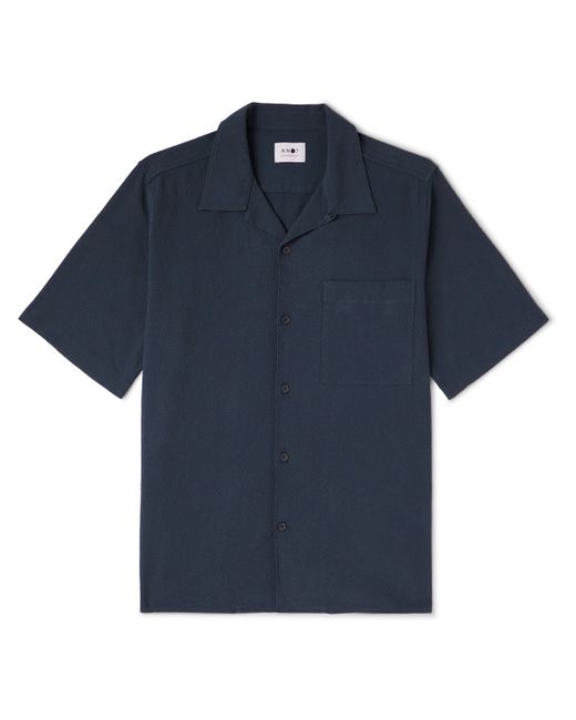 Nn07 Julio 1040 Convertible-Collar Stretch Organic Cotton-Seersucker Shirt