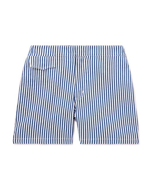 Incotex Straight-Leg Mid-Length Logo-Appliquéd Striped Swim Shorts