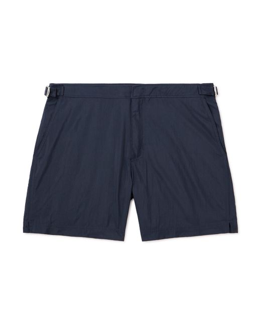 Incotex Straight-Leg Mid-Length Logo-Appliquéd Swim Shorts